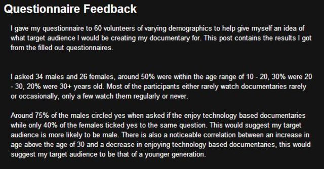 Questionnaire Feedback