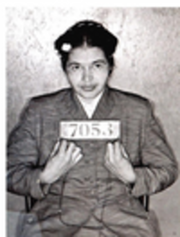 Rosa Parks got arrested by not giving up her seat to a white man.