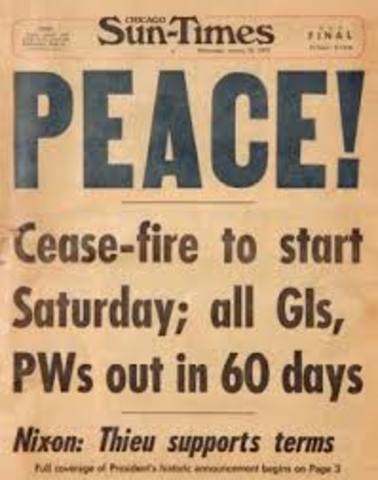 Cease Fire in Effect with North Vietnam