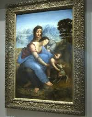 Begins work painting The Virgin Child with Saint Anne