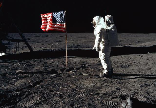Buzz Aldrin lands on the moon