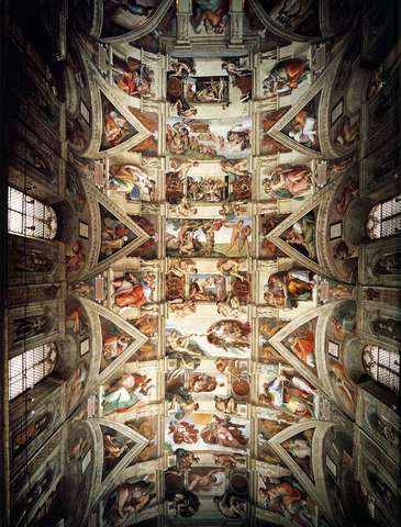 Michelangelo, Sistine Chapel Ceiling, c. 1508-1512 A.D. Fresco. Vatican, Rome.