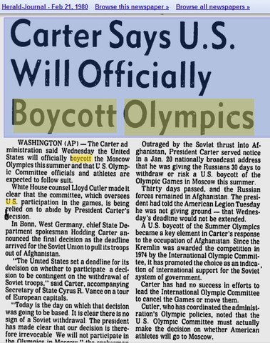 United States Boycott Olympics