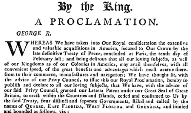 Proclomation of 1763