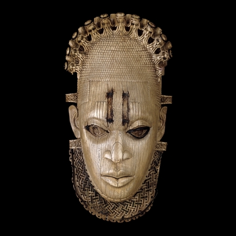 Unknown Artist, Queen Mother Pendant Mask, 16th Century. Benin Nigeria. Ivory and Iron. British Museum, London.