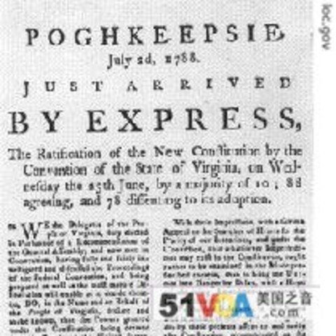 CONSTATUTION RATIFIED THE EIGHTH AND FINAL STATE