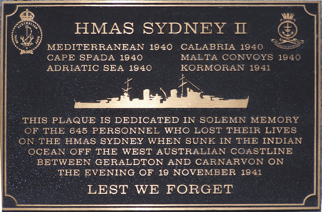 HMAS Sydney sinks in the Indian Ocean