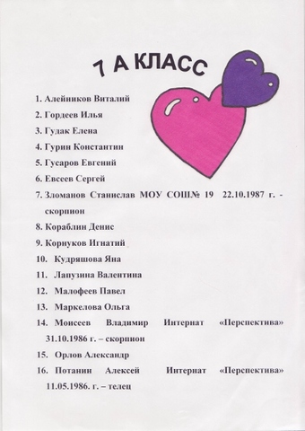 Летопись - 7А класс