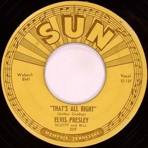 Elvis records his first record at Sun Records
