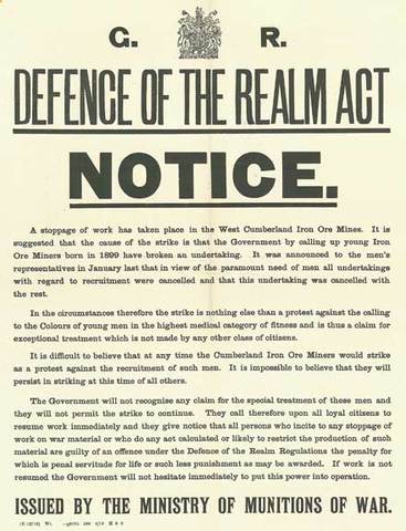 The Defence of the Realm Act (DORA) was passed in the United Kingdom on