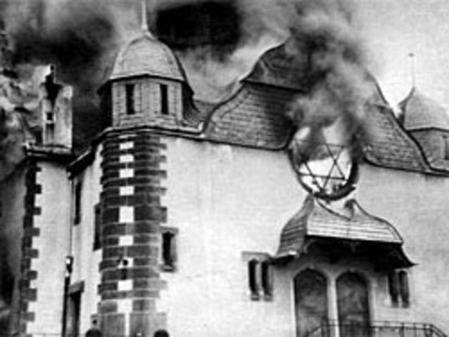 Kristallnacht or "Crystal Night" occurs
