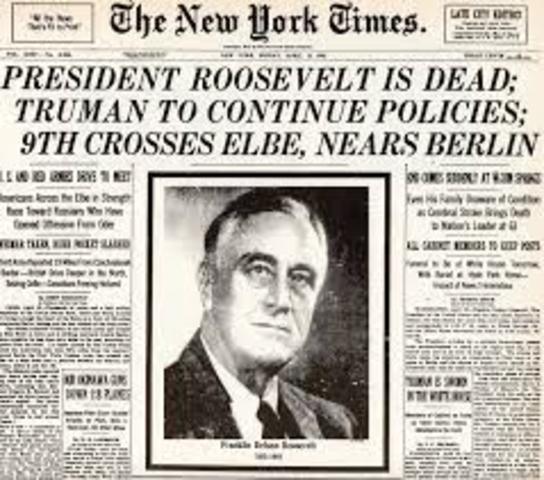 US President Roosevelt dies - Truman becomes President.