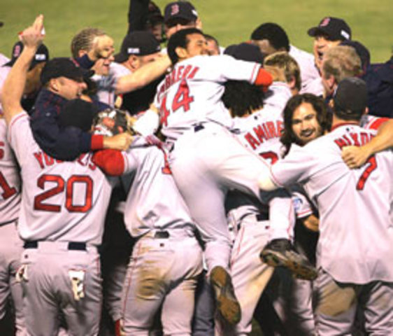 Red Sox win the world series ending the curse