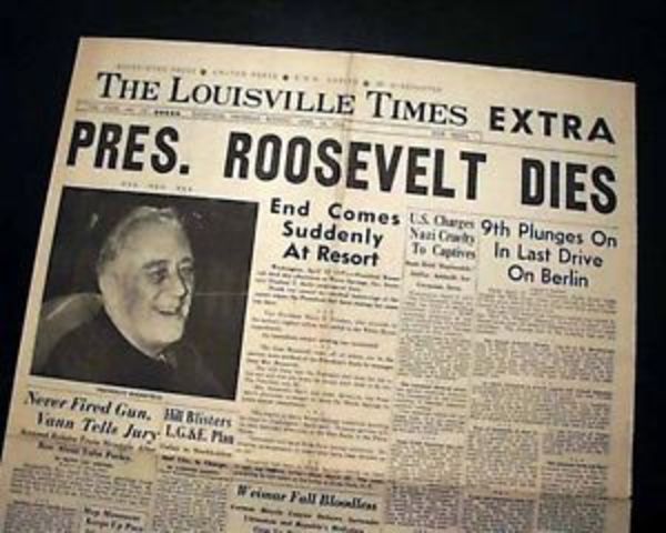 FDR dies in Warm Springs.