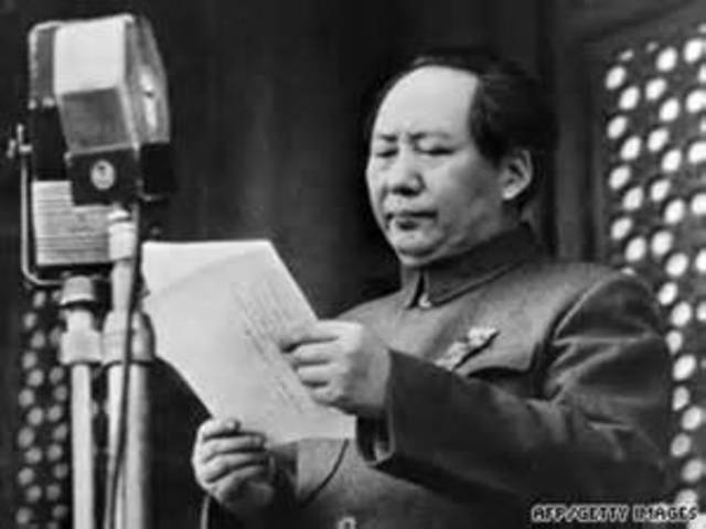 Mao Zedong proclaims People's Republic of China