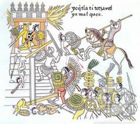 Tlaxcalans attack the Spanish