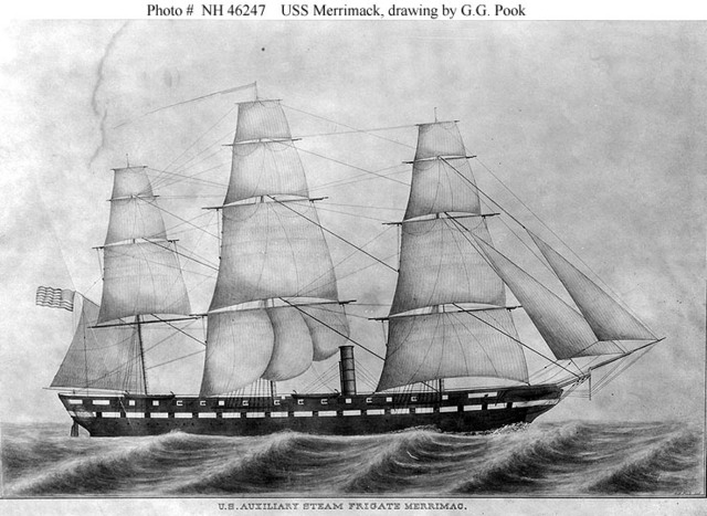 Merrimak Destroys Union Ships