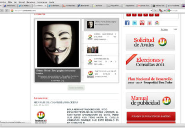 Ataque página del estado colombiano