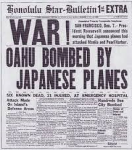United States and Britain declare war on Japan.