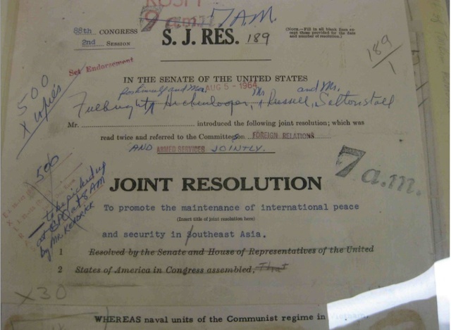 The US Congress passes the Gulf of Tonkin Resolution
