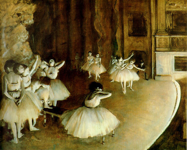 Ballet Rehearsal on Stage~ 1874- Edgar Degas