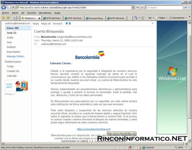 Ataque de Phishing a Bancolombia (Fraude electronico)