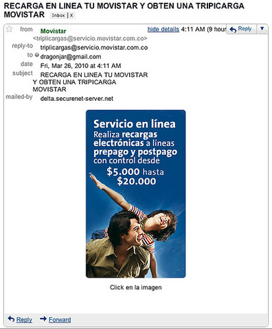 Phishing a Movistar Colombia