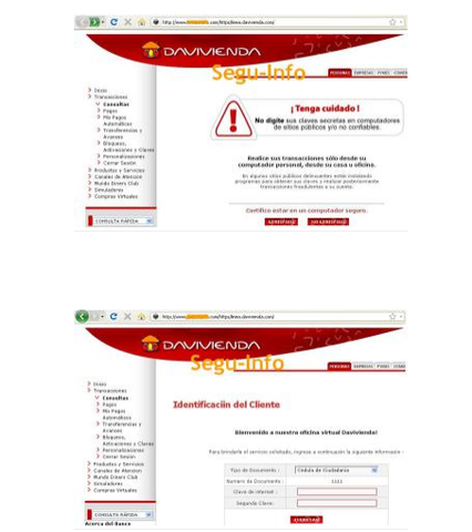 Phishing al Banco Davivienda