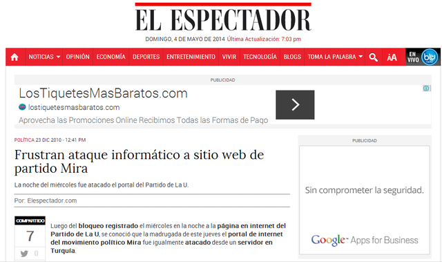 Frustran ataque informático a sitio web de partido Mira