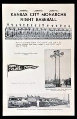 Kansas City Monarchs become the first proffesional baseball team to use a portable lighting system