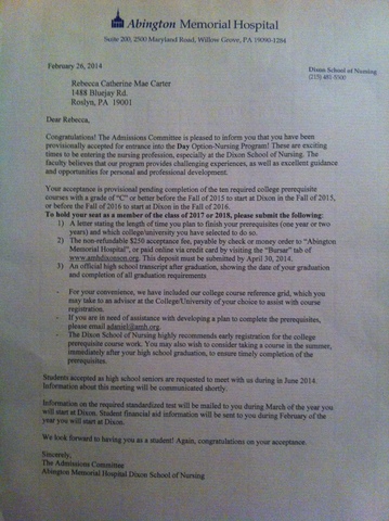 Acceptance Letter for Dixon