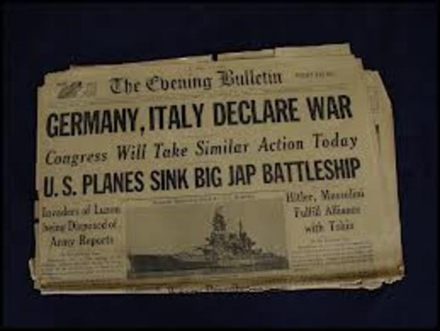 Italy & Germany declare war on US