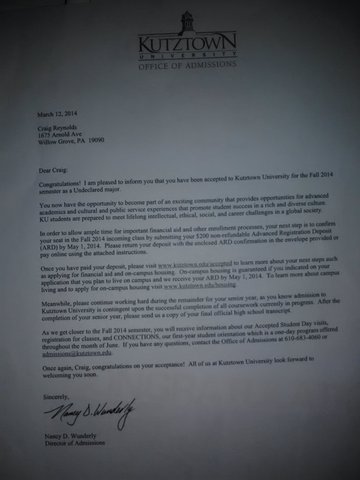 Gets Accepted to college