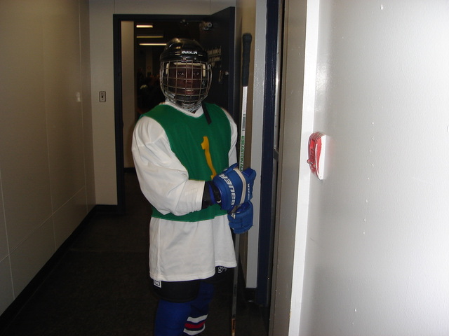 Playing hockey