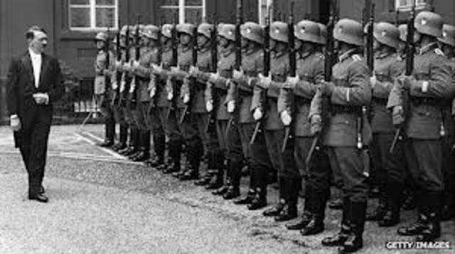 Hitler and his army take over the town of Czechoslovakia