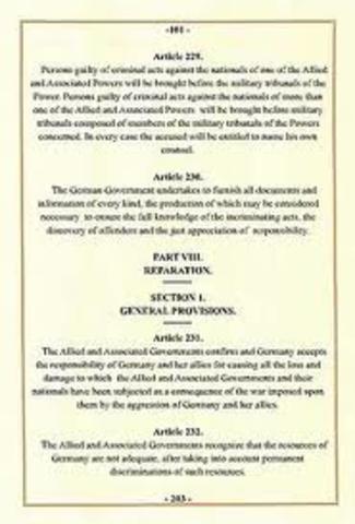The Allies and teh Germans signed the Treaty of Versailles