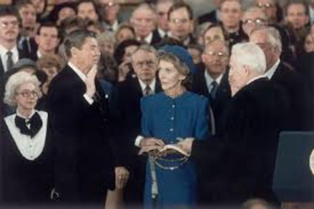 Reagan is sworn in as the 40th President of the U.S.