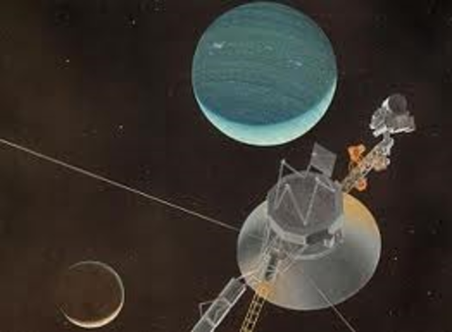 Voyager 2 makes its closest approach to Neptune.