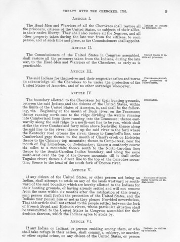 Hopewell Treaty with the Cherokee