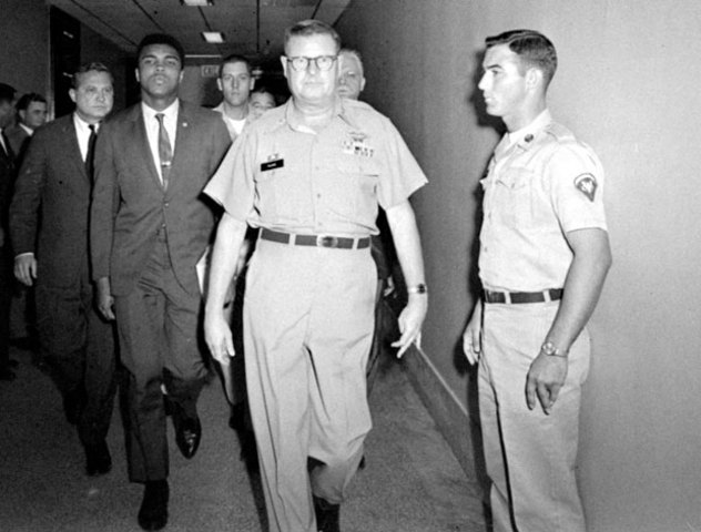 Muhammad Ali was stripped of his World Heavyweight Champion titles and was banned from boxing by the various commissions for his refusal to be inducted into the United States Army.