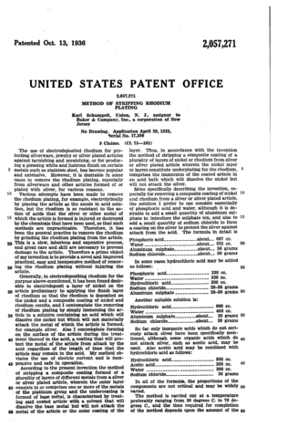 Method of Stripping Rhodium Plating Invented