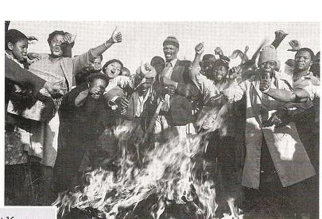 Gandhi burns Non-White Passbooks