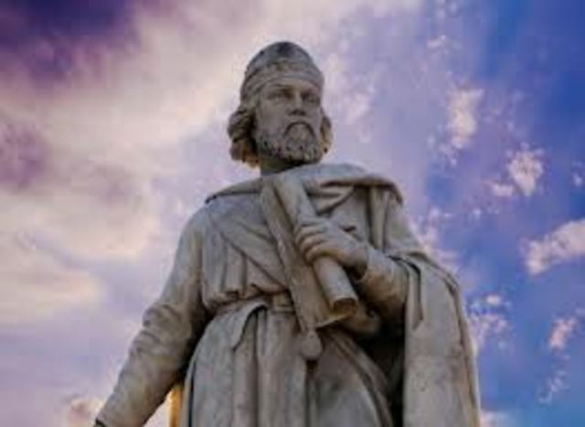 Alfred the Great of England rules (871 - 899 A.D.)