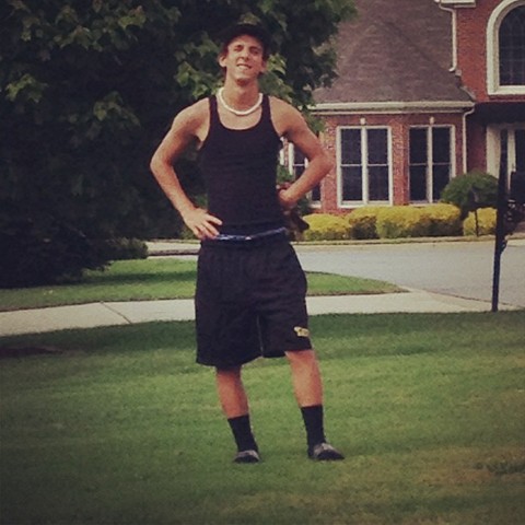 Practicing with my brother.