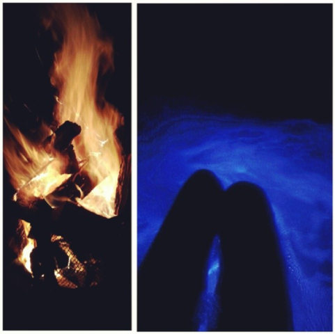 Snow hot tubing and bon fires