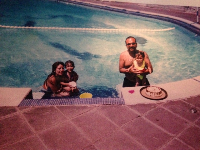 Eating cake at the pool with my Family in Acapulco.