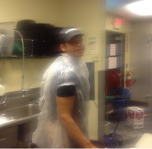 flipping the chicken with oscar