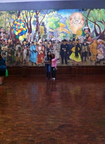 Me and my friend in the Diego Rivera Nacional Museum.