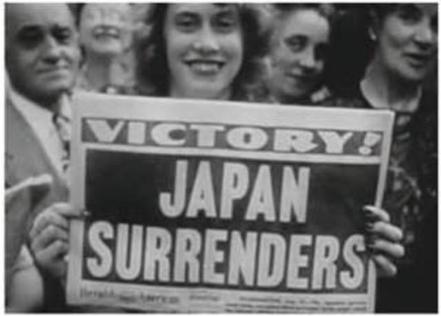 Japan surrenders. World War 2 finally ends.