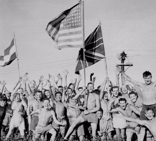 Soviets shoot down a B-29 dropping supplies to powers on Korea and U.S. Troops land near Tokyo to begin the occupation of Japan